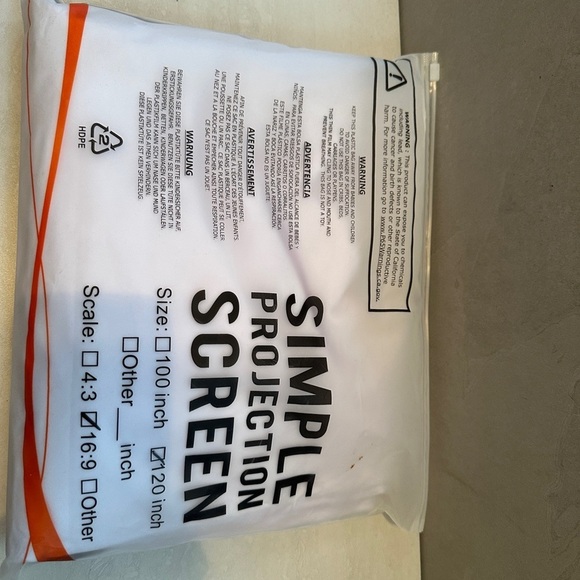 Other - Brand New in Bag 120 Inch Simple Projection Screen 16:9 Screen
